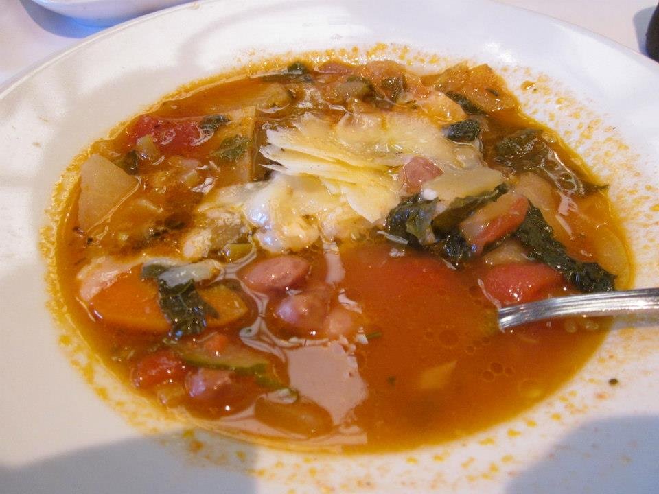 Ribollita classic Florentine bread soup with veg, beans, vegetable broth, garlic, EVOO, parmesan -Pasta moon